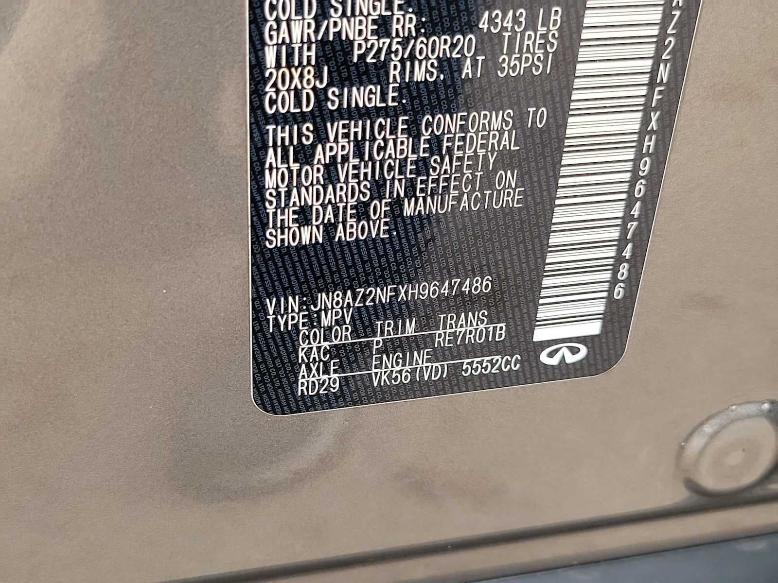 2017 INFINITI QX80 NA